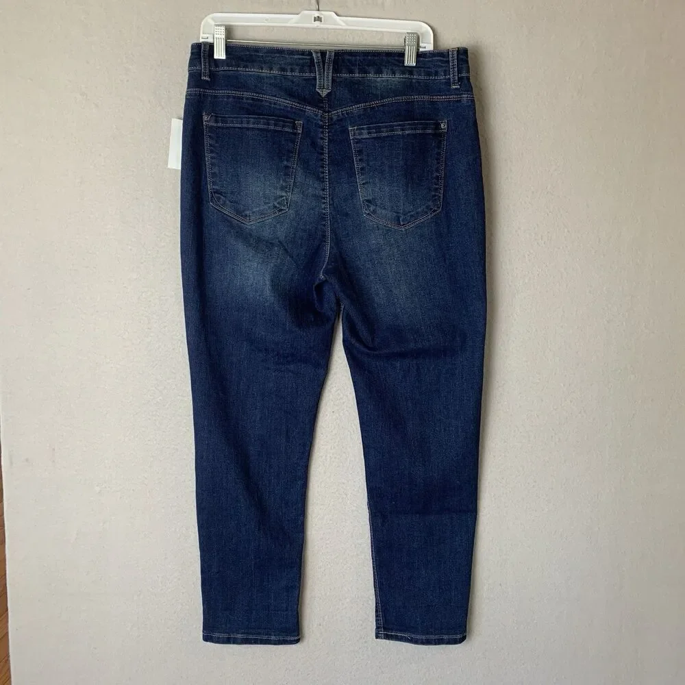 Curve Appeal Jeans Women 14 Blue Straight Leg Momcore Preppy Casual NWT - Picture 2 of 9